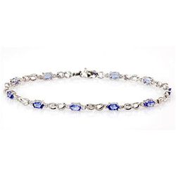 Genuine Tanzanite (Zoisite)2.52Ctw Diamond Bracelet 10K