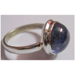 Natural 21.70 ctw Tanzanite Round Ring .925 Sterling