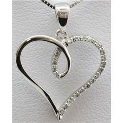 Genuine 0.06 ctw Diamond Heart Pendant 14k W Gold
