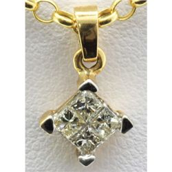 Genuine 0.38 ctw Diamond Square Pendant 14k Y Gold