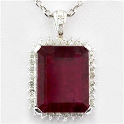 Genuine 12.78ctw Rubellite Diamond Pendant 14k W/Y Gold