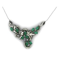Genuine 5.44 ctw Emerald Necklace 16.5" 14k W/Y Gold