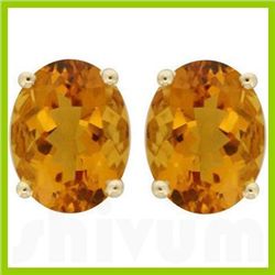 Genuine 2.50 ctw 8x6mm Oval Citrine Stud Earrings 14kt