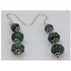 Image 1 : NATURAL 31.00 CTW EMERALD EARRINGS .925 STERLING SILVER