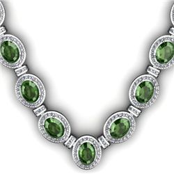 Certified 34.35 ctw Tourmaline Diamond Necklace 14k