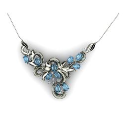 Genuine 5.94 ctw Topaz Necklace 16.5" 14k W/Y Gold