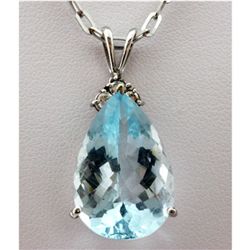 Genuine 14.73 ctw Aqua Marine Diamond Necklace 14k