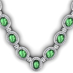Certified 36.35 ctw Emerald Diamond Necklace 14k