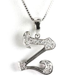 Genuine 0.10 ctw Letter Z Diamond Necklace 16" 14kt
