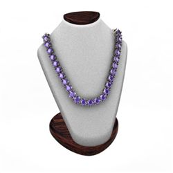 Tanzanite 21.60 ctw Round Necklace 14kt W/Y Gold