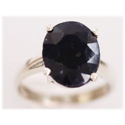 NATURAL 20.10 CTW SAPPHIRE OVAL RING .925 STERLING SILV