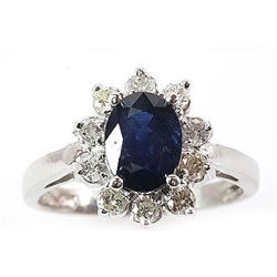 Genuine Blue Sapphire 2.4 ctw  Diamond Ring 10k