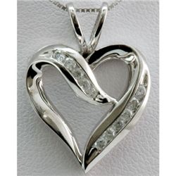 Genuine 0.27 ctw Diamond Heart Pendant 14k W Gold