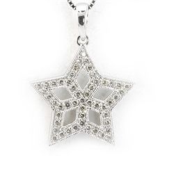 Genuine 0.26 ctw Diamond Star Necklace 14K White Gold
