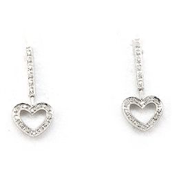 Genuine 0.17 ctw Diamond Heart Dangling Earring 14k