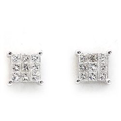 Genuine 0.4 ctw Diamond Square Invisible Earring 14k