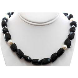 Natural Big Black Spinal and Pearl Beads Necklace
