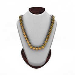 Citrine 14.40 ctw Round Necklace 14kt W/Y Gold