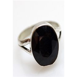Natural 22.73 ctw Sapphire Oval Ring .925 Sterling