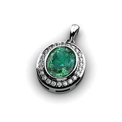 Genuine 2.96 ctw Emerald Necklace 14Kt White Gold