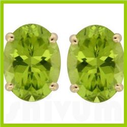 Genuine 8x6mm Oval Peridot Stud Earrings 14kt