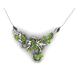 Genuine 5.24 ctw Peridot Necklace 16.5" 14k W/Y Gold