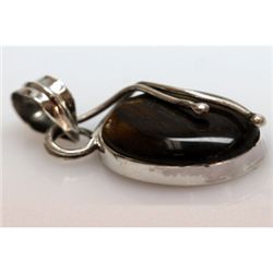 Natural 20.93 ctw Tiger Eye Oval Pendant .925 Sterling
