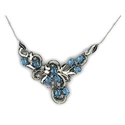 Genuine 4.24 ctw Aquamarine Necklace 16.5" 14k W/Y Gold