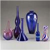 Seven blue MURANO glass pieces including an o