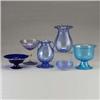 Image 1 : Six MURANO blue glass items including three c