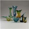 Image 1 : Seven MURANO glass pieces in shades of green
