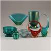 Seven MURANO glass vases including a footed b