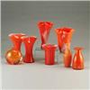 Eight MURANO red and orange glass vases, incl