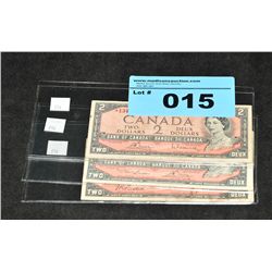 Lot of 3 canadian $2 bank notes