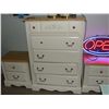 Image 1 : Painted front 5 drawer highboy dresser with 2 two