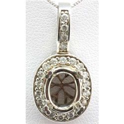 Genuine 0.54 ctw Diamond Semi Mount Pendant 18k W Gold