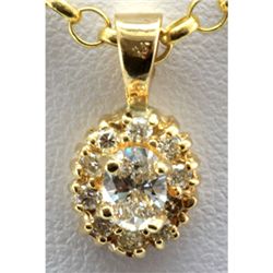Genuine 0.35 ctw Diamond Oval Flower Pendant 14k Y Gold