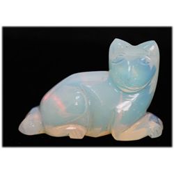 NATURAL 206.77 CTW CALCEDONIA BIG CAT FIGURE