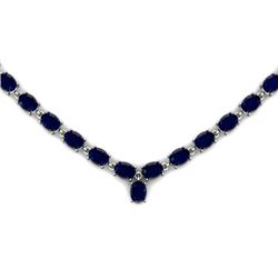 NATURAL 30.00 CTW SAPPHIRE NECKLACE .925 STERLING SILVE