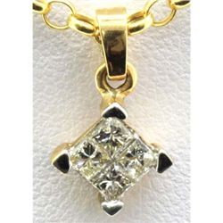 Genuine 0.38 ctw Diamond Square Pendant 14k Y Gold