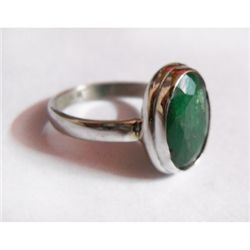 Natural 18.25 ctw Emerald Oval Ring .925 Sterling