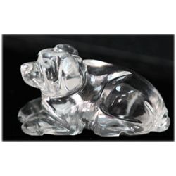 NATURAL 79.57 CTW CUT CRISTAL SMAL DOG FIGURE