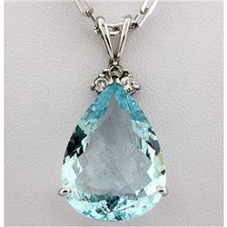 Genuine 17.36 ctw Aqua Marine Diamond  Necklace 14k