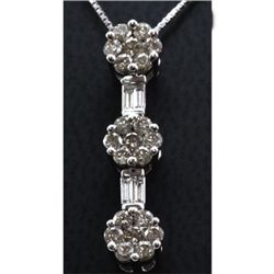 Genuine 0.81ctw Round and Bagette Diamond Necklace 14k