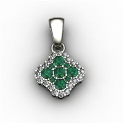 Genuine 0.52 ctw Emerald Diamond Pendant 14k W/Y Gold