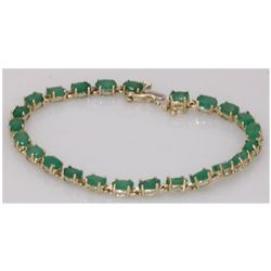 NATURAL 10.00 CTW EMERALD BRACELET 14 K GOLD Y/W