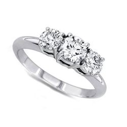 1.00 ctw Round cut Three Stone Diamond Ring, G-H, SI2