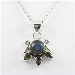 25.ctw Blue Fire Silver Pendant