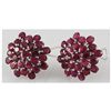 Image 2 : Ruby 30.00 ctw Flower Design Earring 0.925 Silver