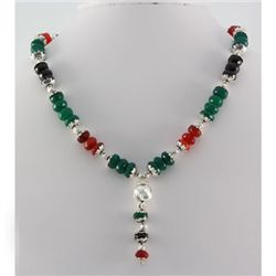 516ctw Emerald Black Onyx & Orange Topaz Silver Sets